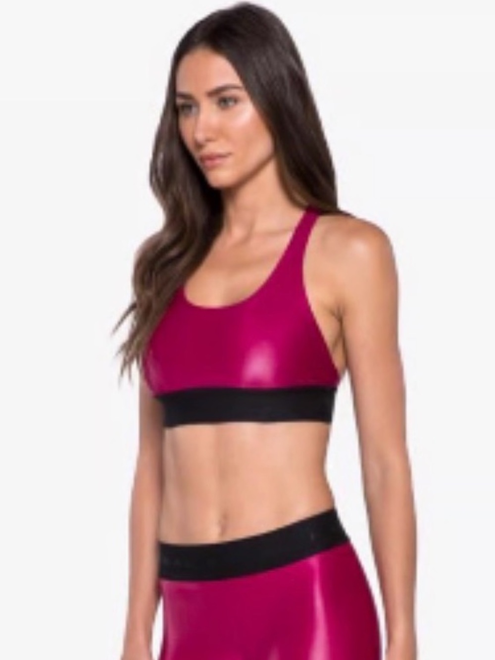 Koral Plyo Strappy Sports Bra Magenta Pink w/ Black Band Size Medium